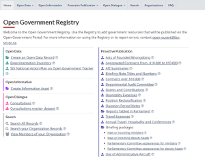 Registry home page