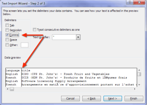 Figure 7 - Selecting delimiters in Text Import Wizard